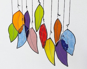 Single leaf stained glass sun catcher, pick your colour and shape for this listing of one Australian eucalyptus gum leaf, colourful leaf