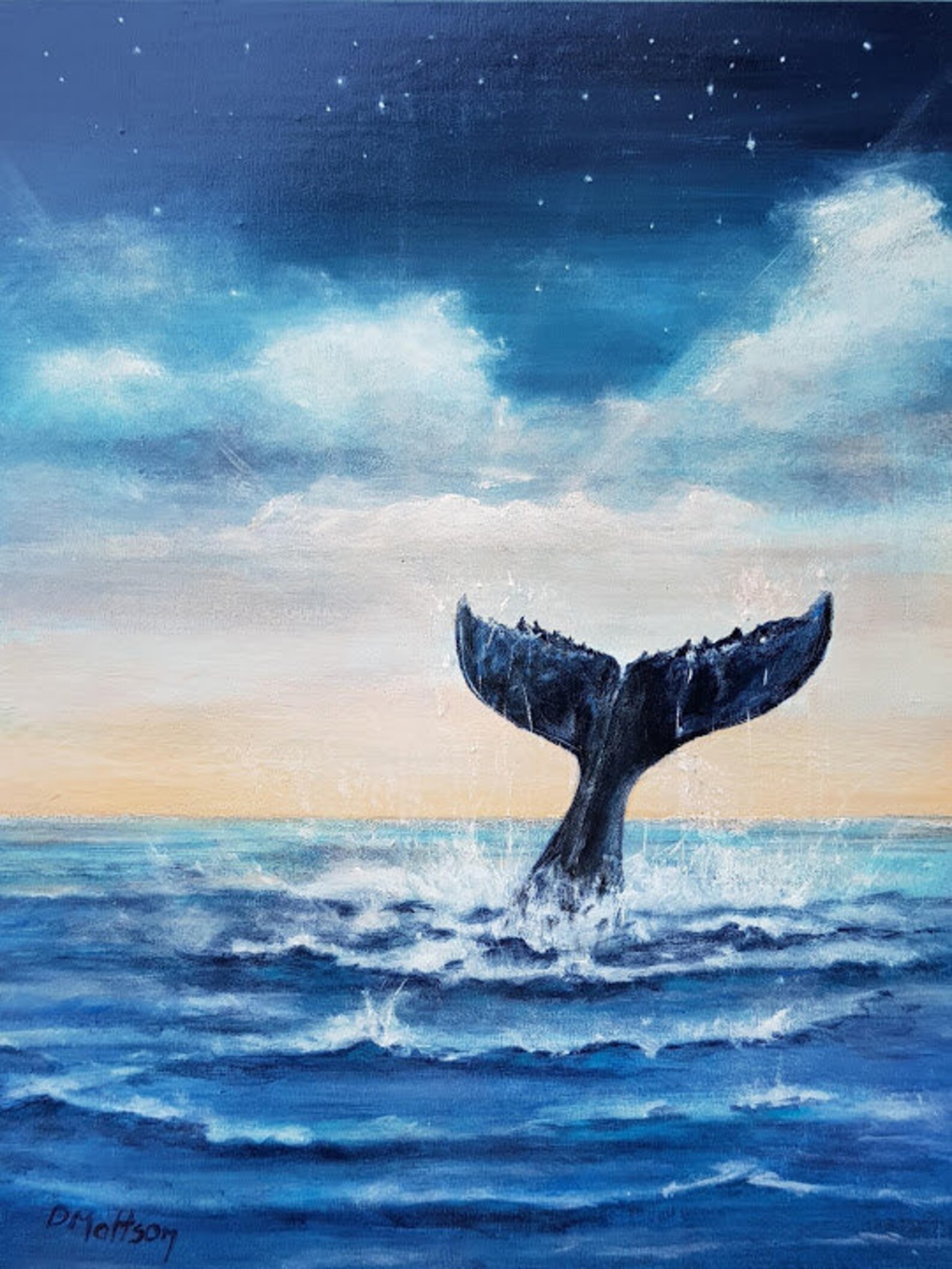 Beautiful Original Whale Tail Painting a Magical Acrylic Etsy