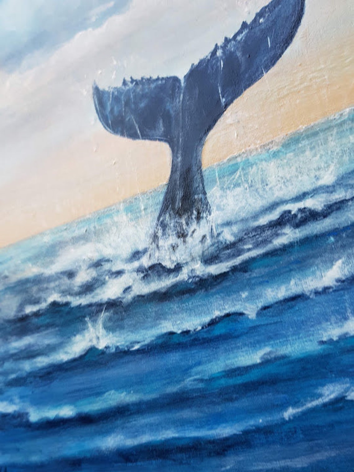 Beautiful Original Whale Tail Painting a Magical Acrylic | Etsy