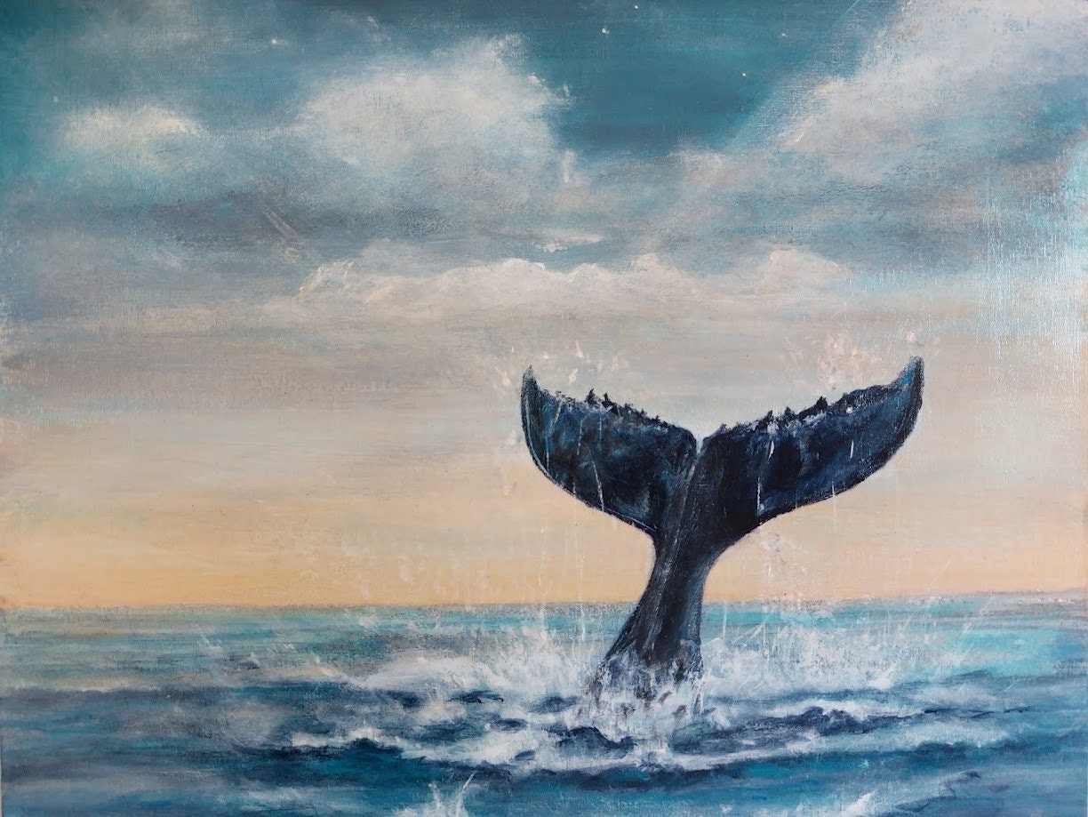 Beautiful Original Whale Tail Painting, a Magical Acrylic Painting of a ...