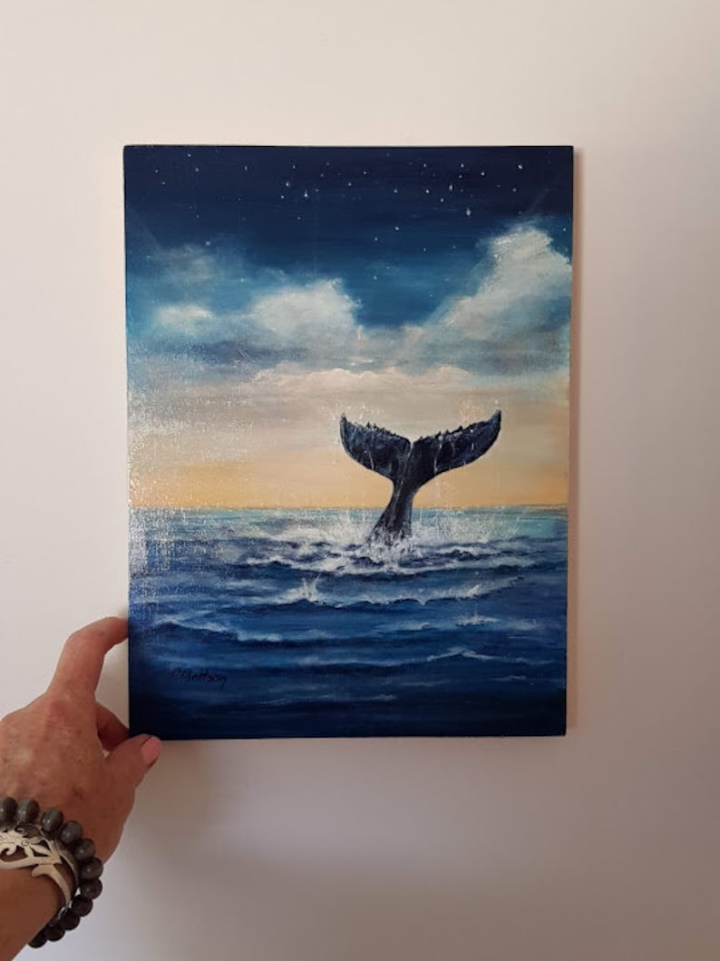 Beautiful Original Whale Tail Painting, a Magical Acrylic Painting of a ...