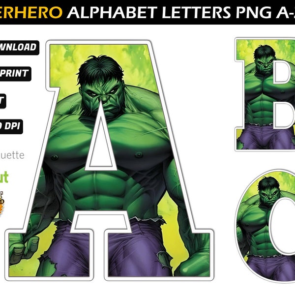 Superhero Alphabet PNG - Superhero Birthday Banner - Superhero Alphabet Letters png - Superhero Letters - Superhero Font