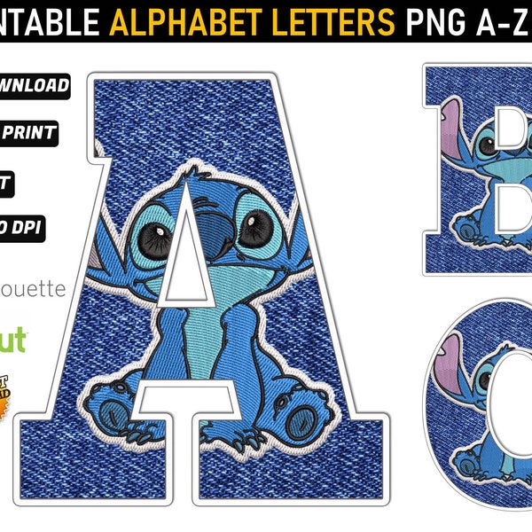 Stitch Alphabet PNG - Stitch Letters Png - Stitch Birthday Decorations - Stitch Birthday Banner - Stitch Font