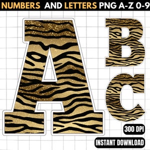 Alfabeto Tigre - Fonte Tigre png - Letras Tigre - Letras Tigre Imprimíveis - Fonte Cricut Cut Files png - Tigre Glitter