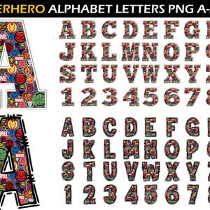 Superhelden-Alphabet PNG - Superhelden-Sublimation - Superhelden-Buchstaben Png - Superhelden-Silhouette - Superhelden-Zahlen Png - Superhelden-Schriftart