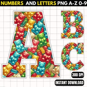 Gummy Bears Alphabet PNG - Gummy Bears Alphabet - Gummy Bears Letters Png - Gummy Bears Clipart - Gummy Bears Font - Gummy Bears Wall Art
