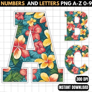 Hawaii Alphabet - Hawaii Font png - Hawaii Letters - Printable Hawaii Letters - Cricut Cut Files png Font - Hawaii Birthday Supplies -Flower