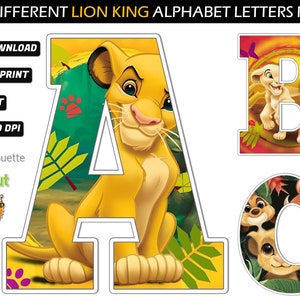 PACK 225 IMAGES - 5 Alphabets Different - Lion King Alphabet PNG - Lion King Birthday Banner - Lion King birthday Decorations - Font