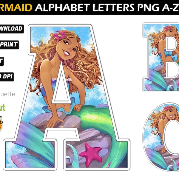 Mermaid 2023 Alphabet PNG -  Mermaid Birthday Banner - Mermaid Letters png - Little Mermaid 2023 png - Mermaid Font - Digital Prints