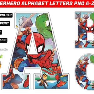 Superhero Alphabet PNG - Superhero Birthday Banner - Superhero Alphabet Letters Png - 50 High Quality Png images - INSTANT DOWNLOAD