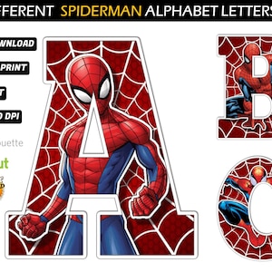 270 IMAGES - 6 Spiderman Alphabets Different Backgrounds Png - Spiderman Letters png - Spiderman birthday Banner - Spiderman Font png