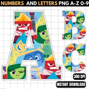Inside Out Alphabet PNG - Inside Out Birthday Banner - Inside Out Party Supplies - Inside Out Party Decorations -Inside Out Party Printables