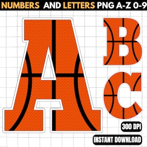 Alphabet de basket-ball PNG - Bannière d’anniversaire de basket-ball - Lettres de basket-ball Png - Police de basket-ball - Décorations d’anniversaire de basket-ball