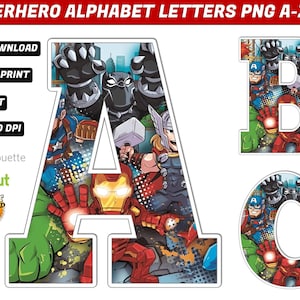 Superhero Alphabet Png - Superhero Birthday Banner - Superhero Alphabet Letters Png - Superhero Font - Superhero Printable
