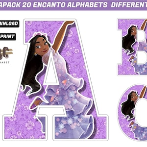1000 IMAGENS - 20 Alfabetos Encanto Fundos Diferentes JPG - Letras de Parede Encanto Jpg - Criar Banner de Aniversário Encanto - MEGAPACK 20
