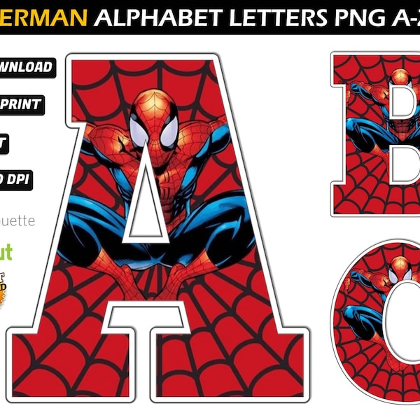 Spiderman Alphabet PNG - Spiderman Birthday Banner - Spiderman Letters Png - Spiderman Font png -Spiderman Numbers - Spiderman png