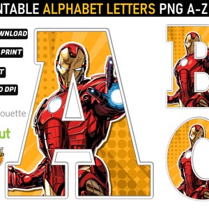 Superhero Alphabet png - Superhero Printable - Superhero  Digital Download - 45 High Quality Png images - INSTANT DOWNLOAD