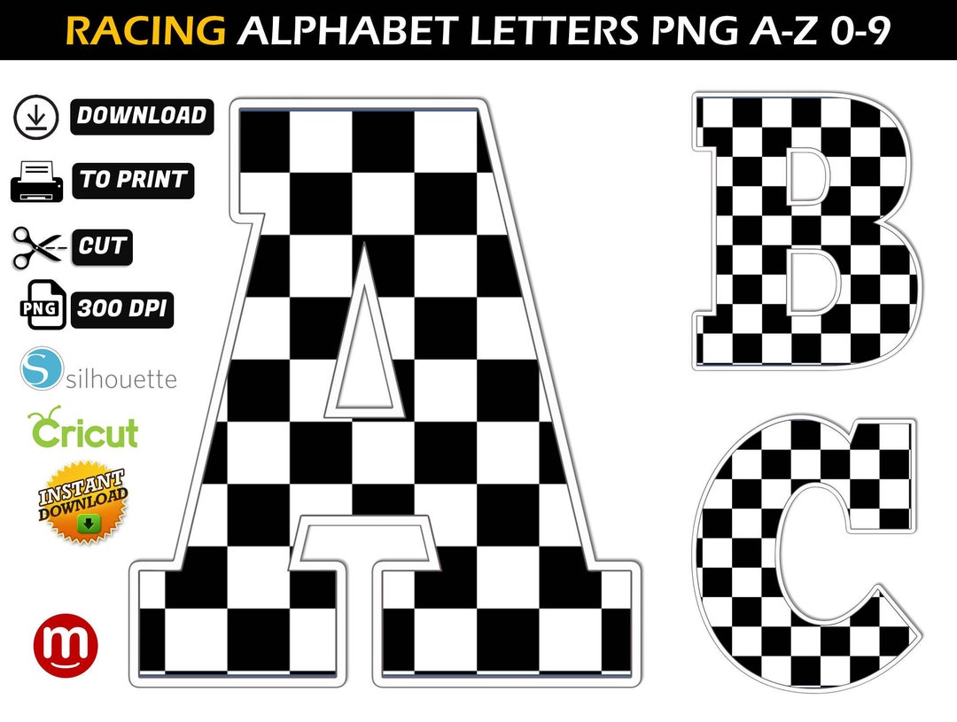 Racing Alphabet PNG Racing Birthday Banner Racing Letters Etsy