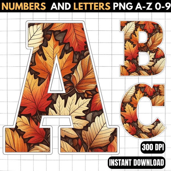 Autumn Alphabet png - Autumn Birthday Banner - Autumn Printable Alphabet - Autumn Font - Autumn Wall Art - Fall Alphabet - Autumn Clipart
