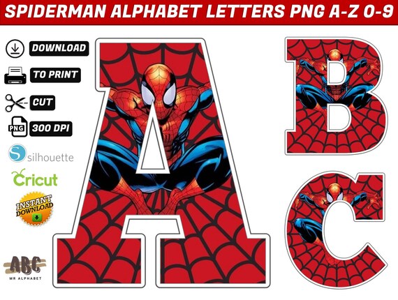 Spiderman Alphabet PNG Spiderman Birthday Banner Spiderman - Etsy España