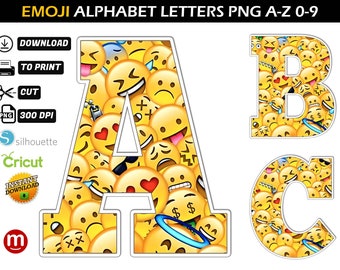 Emoji Alphabet PNG - Emoji Birthday Banner - Emoji Font - Emoji Birthday Banner - Emoji Letters png - Emoji Font - Emoji Birthday Decoration