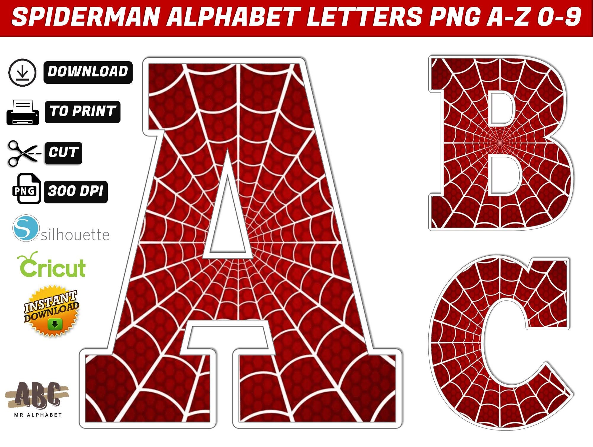 Spiderman Alphabet PNG Spiderman Birthday Banner Spiderman Etsy
