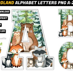 Woodland Baby Shower Alphabet PNG - Woodland Baby Shower Letters Png - Woodland Baby Shower Decorations - Woodland Baby Shower - Woodland