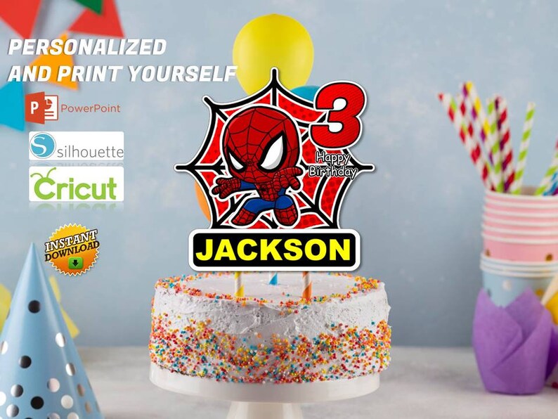 Spiderman Cake Topper Personalized Spiderman Power Point Etsy Australia