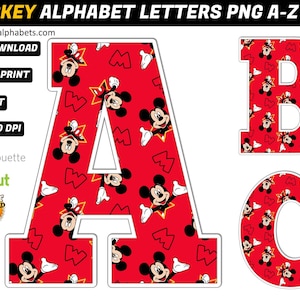 Mickey Alphabet PNG - Mickey Birthday Banner - Mickey Letters Png - 50 High Quality Png Images - Mickey Printable - Mickey Birthday Sign