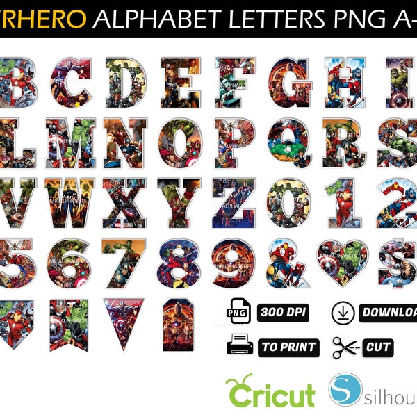 Superhero Alphabet Png - Superhero Birthday Banner - Superhero Alphabet Letters Png - Superhero Font - Superhero Printable - Superhero Party