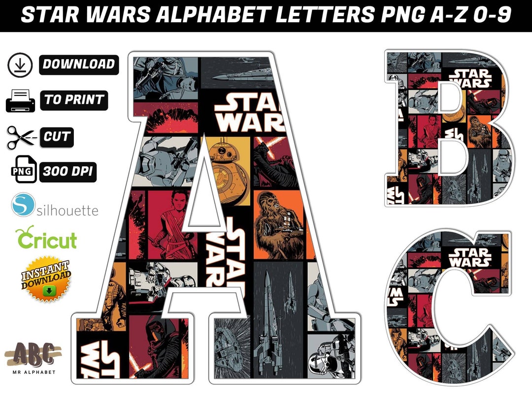 Star--wars Alphabet PNG - Star--wars Birthday Banner - Star--wars ...