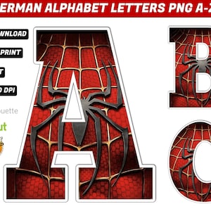 Spiderman Alphabet PNG - Spiderman Birthday Banner - Spiderman Letters Png - 50 Images Png Transparent - INSTANT DOWNLOAD