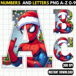 Spiderman Christmas Alphabet PNG - Spiderman Christmas Ornament - Spiderman Letters Png -Spiderman Font -  Spiderman Christmas png