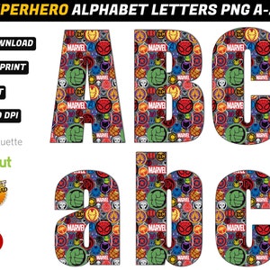 Superhero Alphabet PNG - Superhero Sublimation - Superhero Letters Png - 65 High Quality Png Images - Superhero Numbers Png - Superhero Font