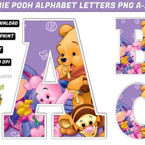 Winnie Pooh Alphabet PNG - Winnie Pooh Baby- Winnie Pooh Birthday Decorations - 50 Images Png Transparent - DIGITAL PRINTS