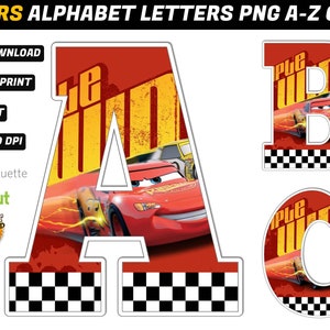 Cars Alphabet PNG - Cars Baby Shower Banner - Cars Baby Shower Decorations - Cars Baby Shower Sign - Cars Letters png