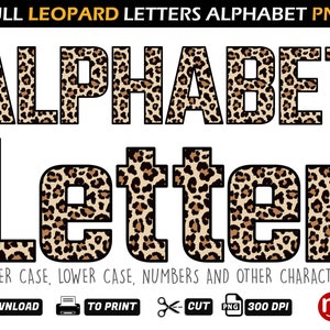 Leopard Alphabet Letters PNG - Leopard Birthday Banner - Leopard Printable Alphabet - Leopard Font - Leopard Sublimation Design