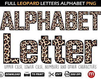 Leopard Alphabet Letters PNG - Leopard Birthday Banner - Leopard Printable Alphabet - Leopard Font - Leopard Sublimation Design