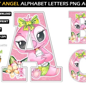 Angel Stitch Alphabet PNG - Angel Stitch Letters Png - Angel Stitch Birthday Decorations - Angel Stitch Birthday Banner
