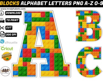 Blocks Alphabet PNG - Blocks Birthday Banner - Blocks Birthday Decorations - 50 High Quality Png images - Blocks Birthday Printables