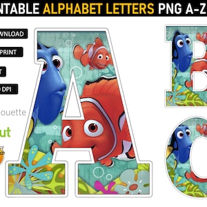 Nemo Alphabet PNG - Nemo Birthday Banner - Nemo Party Supplies - Nemo Party Decorations -Nemo Party Printables