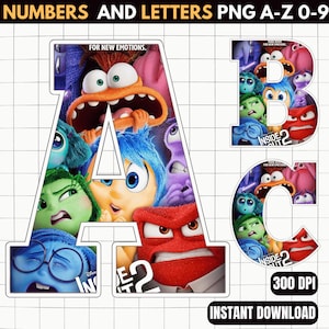 Inside Out Alphabet PNG - Inside Out Birthday Banner - Inside Out Party Supplies - Inside Out Party Decorations -Inside Out Party Printables
