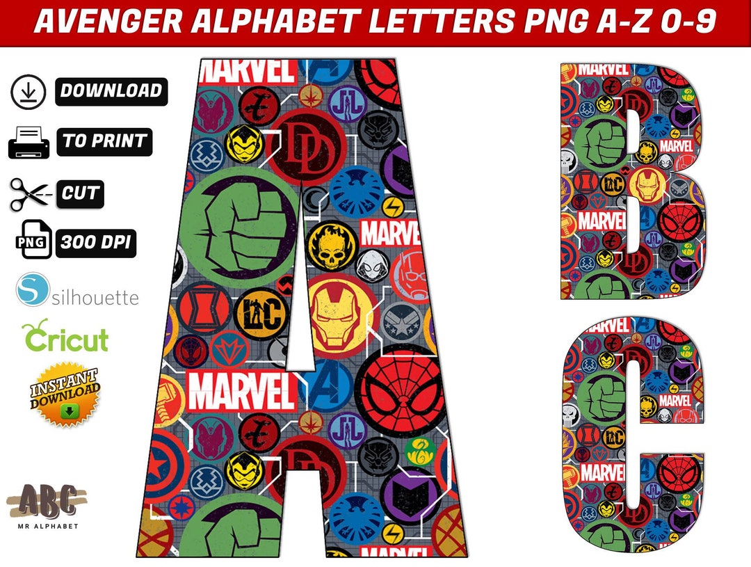 Superhero Alphabet PNG Superhero Letter Font Clip Art PNG Silhouette