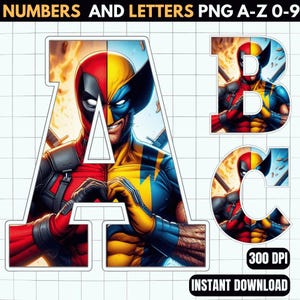 Superhero Alphabet PNG -  Superhero Birthday Banner - Superhero Letters Png - 45 Superhero Images Png Transparent - INSTANT DOWNLOAD