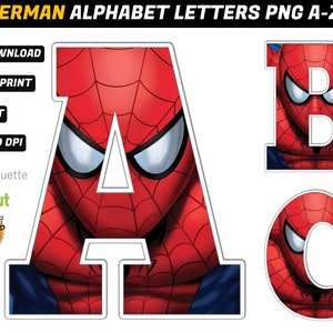 Spiderman Alphabet PNG - Spiderman Birthday Banner - Spiderman Letters Png -  Spiderman Font - Spiderman For Cricut - INSTANT DOWNLOAD