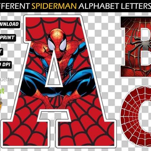 400 IMAGES 8 Spiderman Alphabets Different Backgrounds Png - Etsy