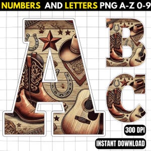 Cowboy Alphabet PNG - Cowboy Alphabet - Cowboy Letters Png - Cowboy Clipart - Cowboy Font - Cowboy Wall Art - Cowboy Alphabet Print
