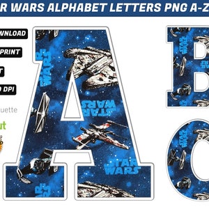 Star--Wars Alphabet PNG - Star--Wars Birthday Banner - Star--Wars decorazioni di compleanno - 50 immagini Png di alta qualità - Star--Wars stampabili