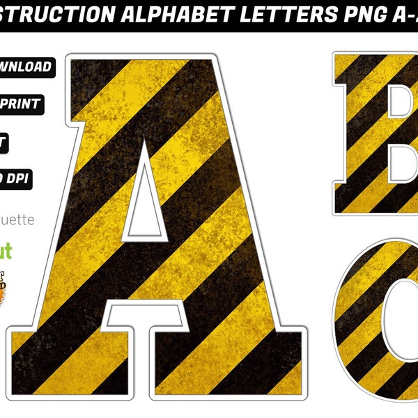 Construction Alphabet Letters PNG - Construction Birthday Banner - Construction Party Printables - 50 High Quality Png Images