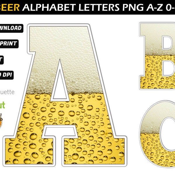 Beer Alphabet png - Beer Letters png - Beer Birthday Party - Beer Party Decorations- Beer Font - Beer Clipart - Beer Birthday Banner
